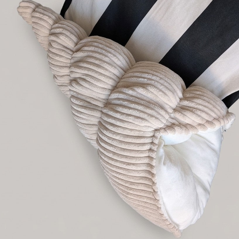 BERNIE S côtelé beige + velours écru