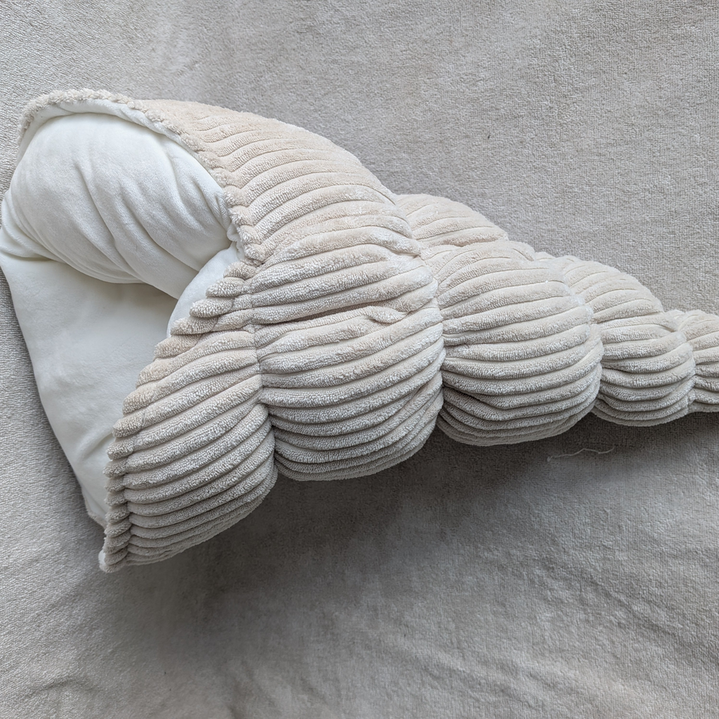 BERNIE S côtelé beige + velours écru
