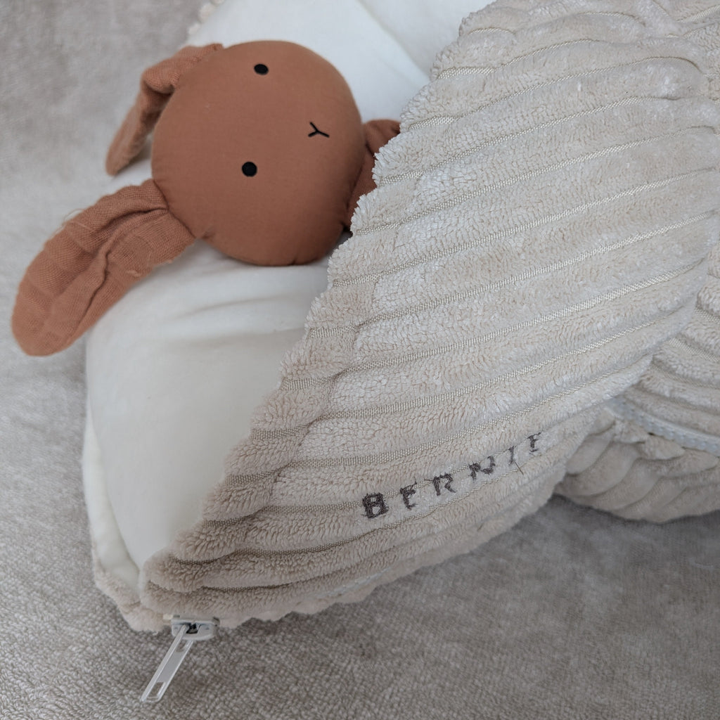 BERNIE S côtelé beige + velours écru