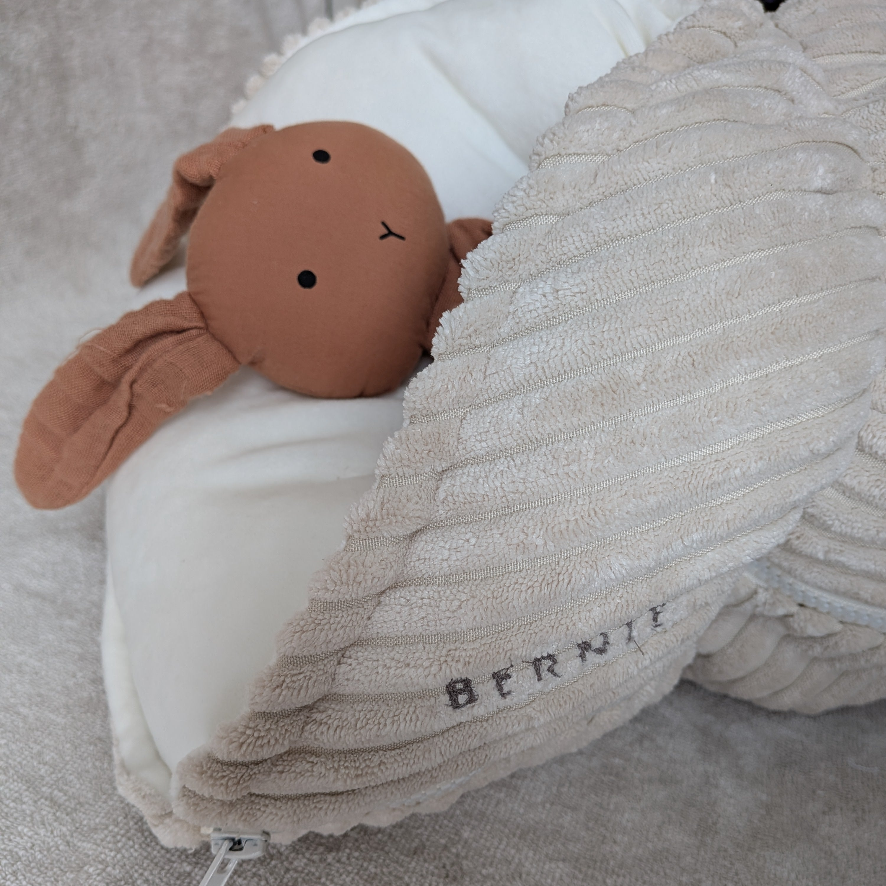 BERNIE S coussin /  côtelé+velours