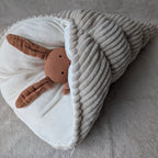 BERNIE S côtelé beige + velours écru