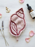 Lingette démaquillante coquillage- vieux rose et rouge
