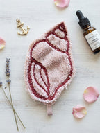 Lingette démaquillante coquillage- vieux rose et rouge